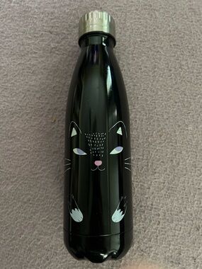 Black Cat-Themed Stainless Water Bottle